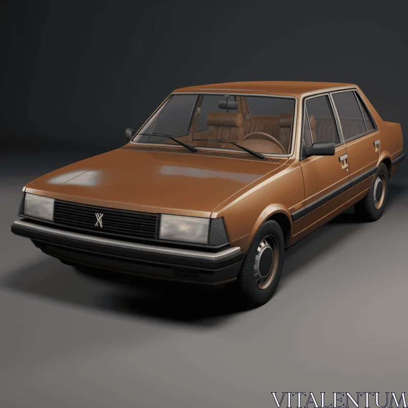 Elderly Brown Car - A Realistic Rendered Image AI Image