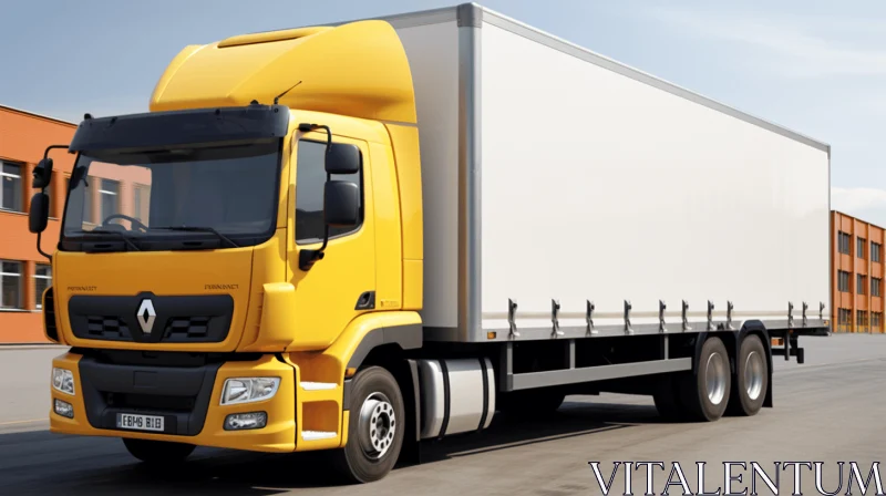 Large Yellow Truck in Highly Realistic Style AI Image