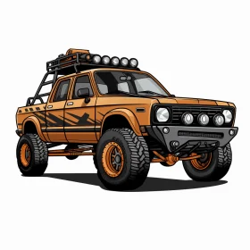 Cartoon Off-Road Truck Inspired by Classic American Cars