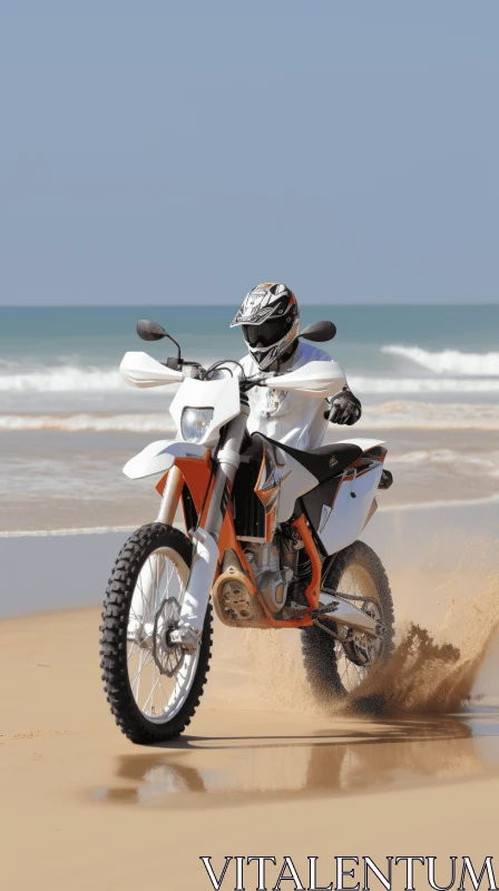 Exhilarating Dirt Bike on Sandy Beach | Expert Draftsmanship AI Image