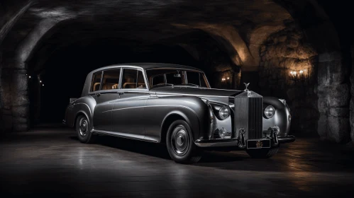 Timeless Elegance: Silver Rolls Royce in a Cave