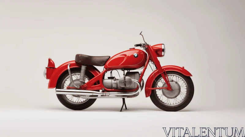 Vintage Red Motorcycle on Grey Background - Photorealistic Renderings AI Image
