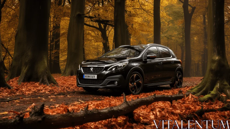 Black Car in Forest: Dramatic Baroque Energy | Ultra HD AI Image