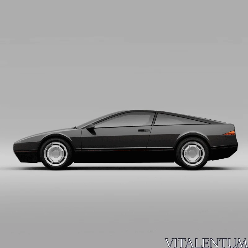 Captivating Black Sports Car on Grey Background | 1980s Style AI Image