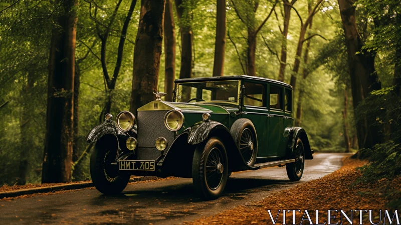 AI ART Opulent Vintage Car in Enchanting Forest | Artistic Image