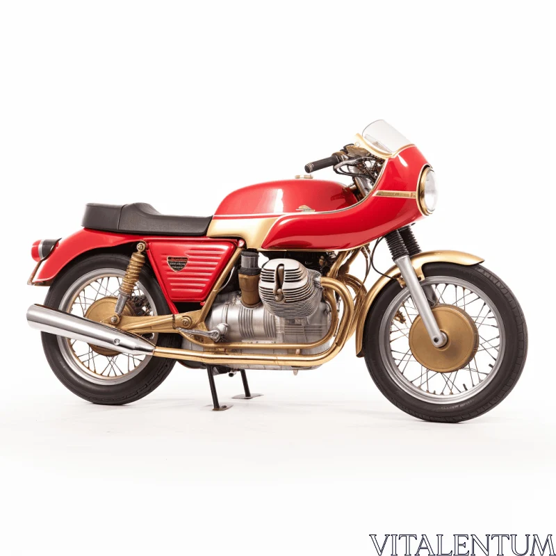 Red and Gold Motorcycle on White Background - Vintage Modernism Style AI Image