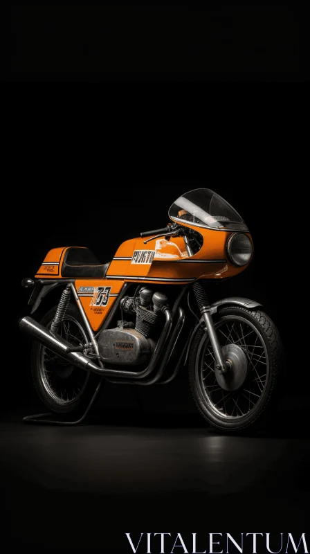 Orange Motorcycle on Black Background: Classic Design AI Image