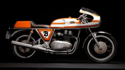 Captivating Orange and White Motorcycle on Black Stage