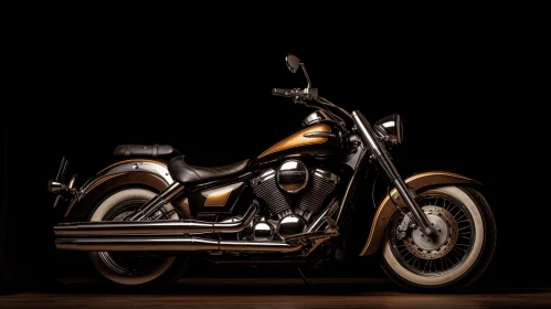Luxurious Gold Motorcycle with Chrome Finish - Studio Photography