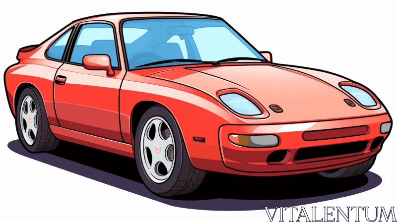 Red Porsche Clip Art - Graphic Novel-Inspired Japanese Influence AI Image