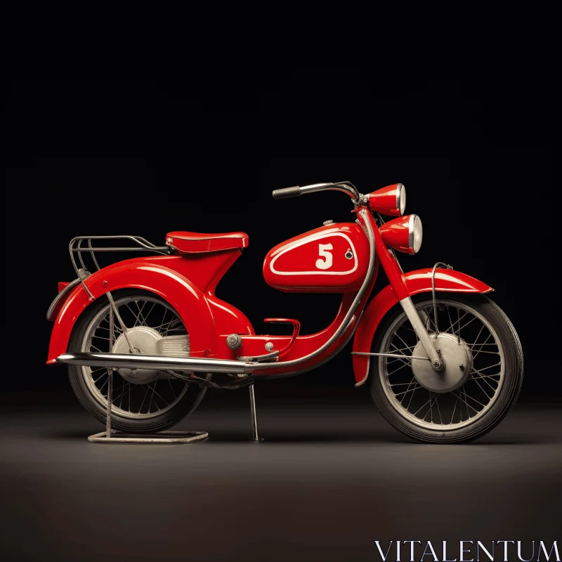 Captivating Red Motorcycle: Contemporary Modernist Photography AI Image