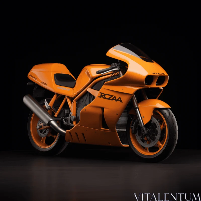Captivating Orange Motorcycle on Black Background | Realistic Renderings AI Image