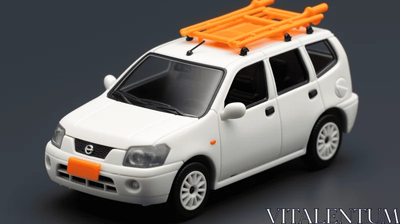 Exquisite White Toy Car with Orange Roof Rack - Meticulously Crafted Miniature