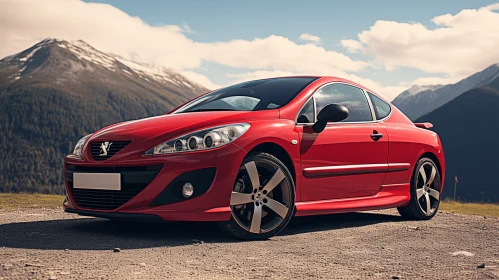 Red Car on Rocks: Performance-Oriented Swiss Style