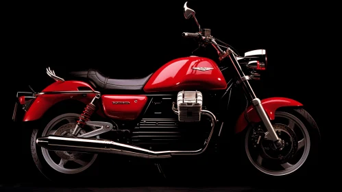 Red Motorcycle Parked Against Black Background | Velvia Style