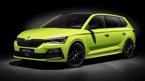 Vibrant Green Skoda A6: A Dramatic Sculptural Composition