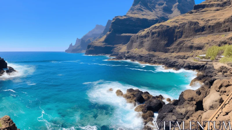 Breathtaking Ocean View With Cliff and Natural Tones AI Image