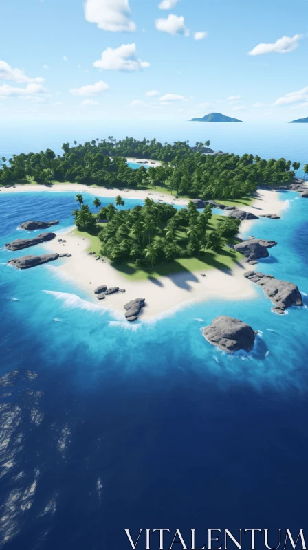 Enigmatic Floating Island: A Photorealistic 3D Showcase AI Image