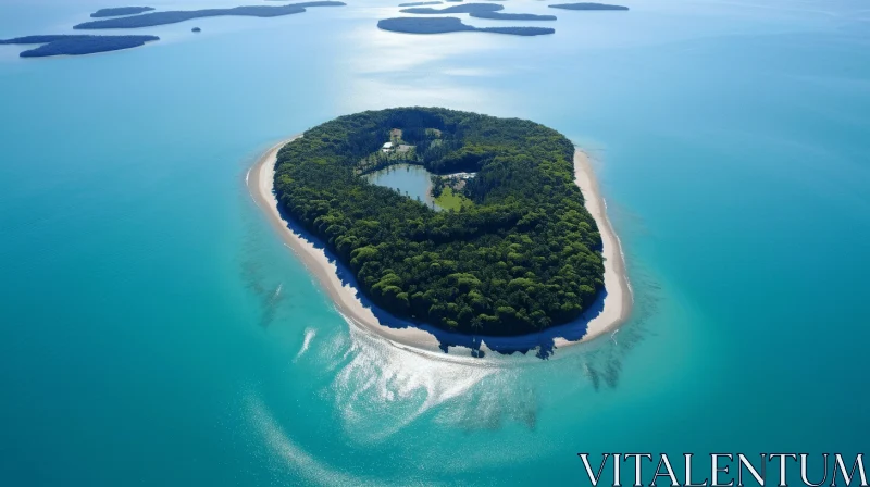 Aerial View of a Secluded Island - Nature Artistry AI Image