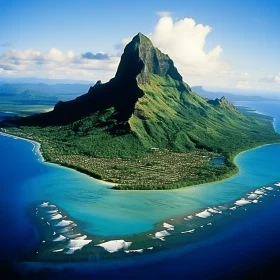 Graceful Island with Mountain - Exotic Nature Art