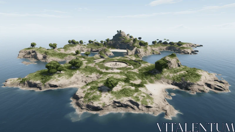 Majestic 3D Island: An Unreal Landscape of Rich Immersion AI Image