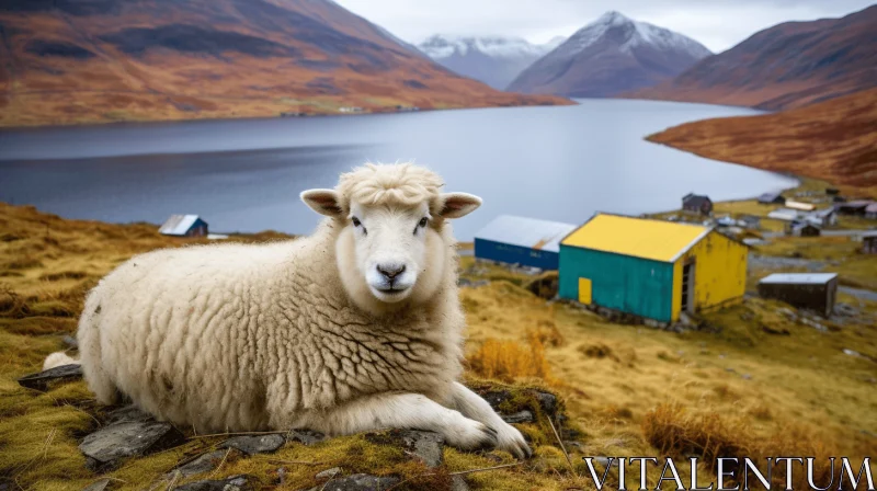 Sheep Amidst Scottish Landscape: A Pop Culture Infused Visual AI Image