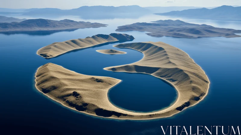Circular Island Landscape: A Study in Environmental Awareness AI Image