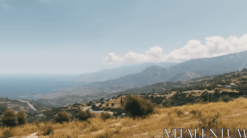 Mediterranean Mountain and Sea Landscape - Photorealistic Art AI Image