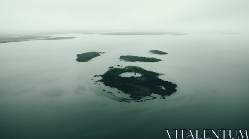 Minimalist Aerial View of Isolated Islands AI Image