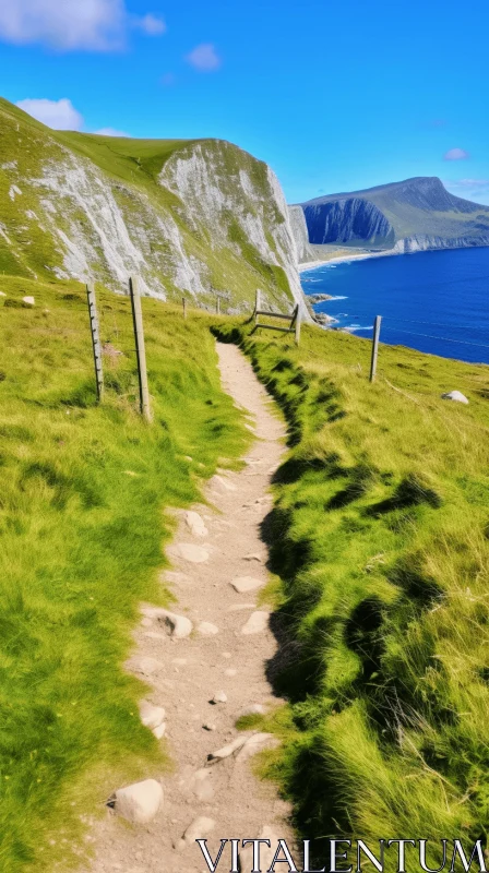 Norwegian Nature: Cliffside Path and Breathtaking Vistas AI Image