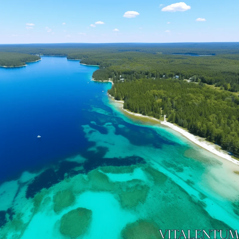 Aerial View of Lake Michigan Bay - Cabincore Nature Harmony AI Image