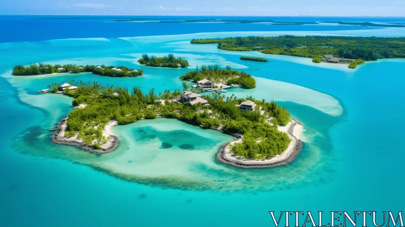 Aerial View of a Luxurious Private Island Near the Bahamas AI Image