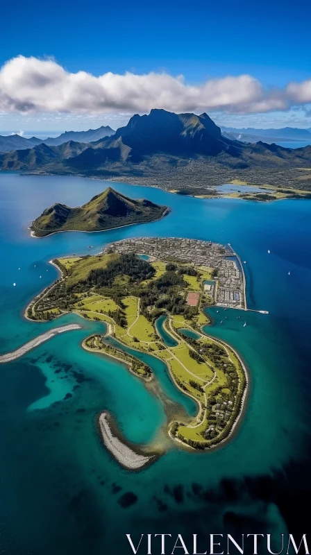New Zealand Paradise Island: A Detailed Aerial View AI Image
