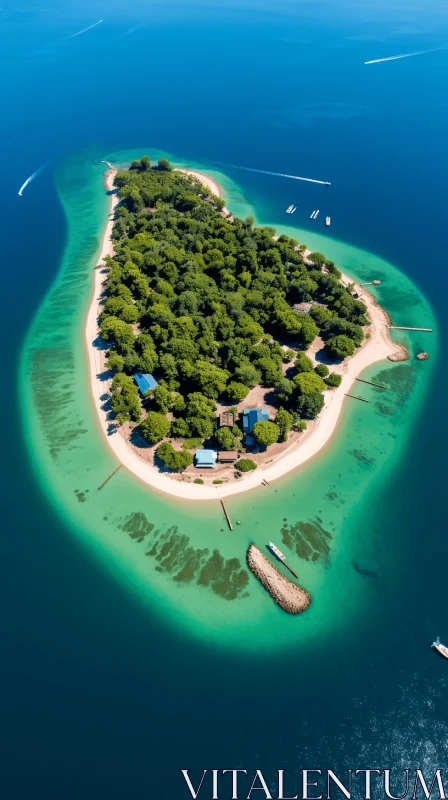 Private Island Oasis in the Mediterranean - Aerial View AI Image