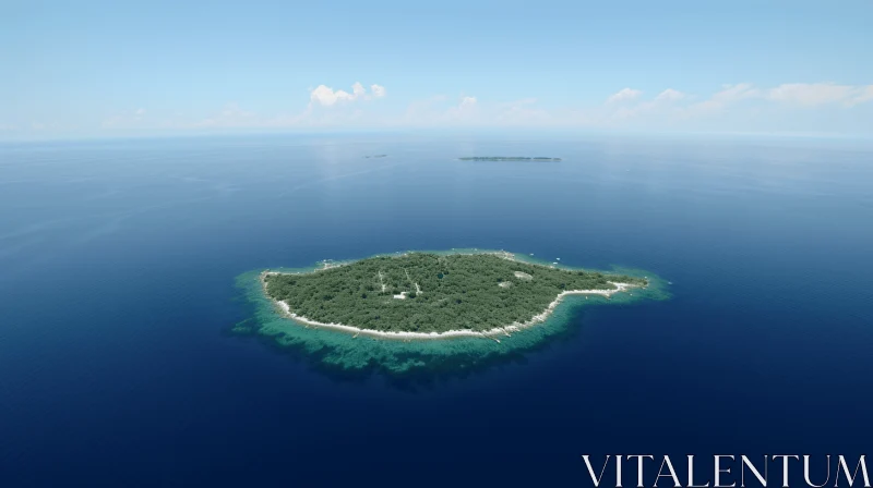 Photorealistic Aerial View of Secluded Island AI Image