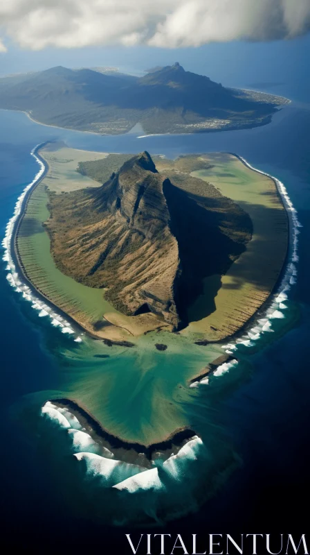 Island and Mountain Majesty: Oceanic Land Art AI Image