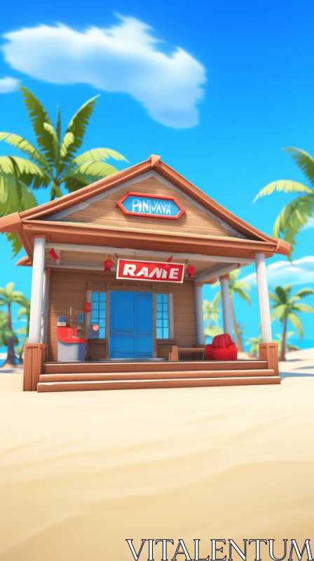 Enigmatic Island Shop: A Blend of Rangercore and Rinpa Styles AI Image