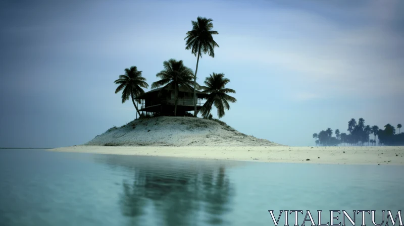 Island Oasis with White Building - Vernacular Architecture AI Image