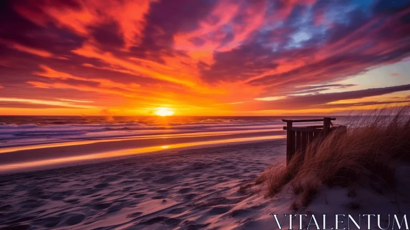Colorful Sunset over the Beach - A Spectacular Natural Display AI Image