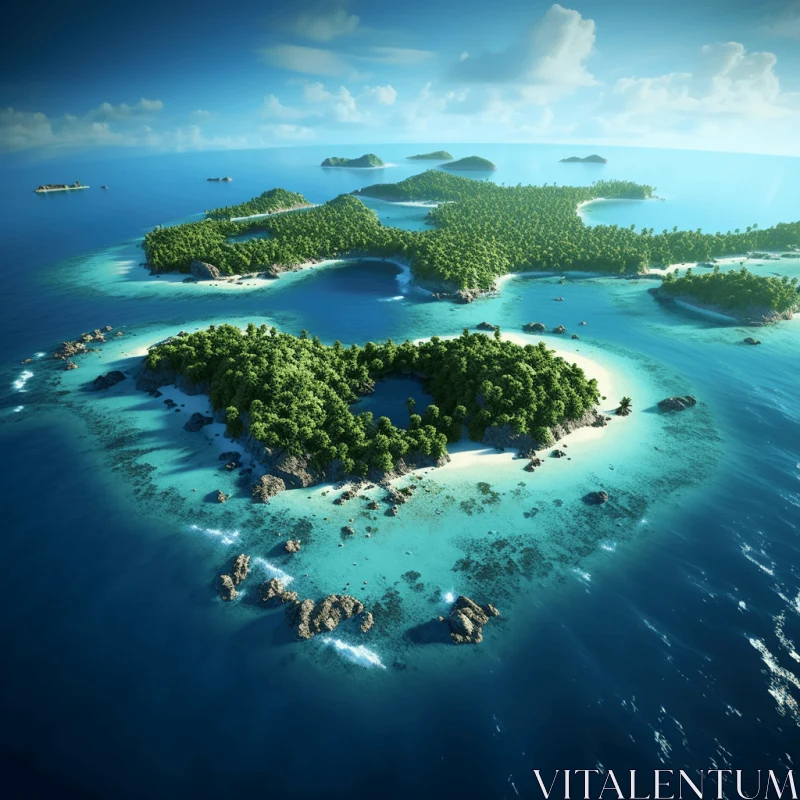Heart-Shaped Tropical Island - A NeoGeo Marine Artwork AI Image