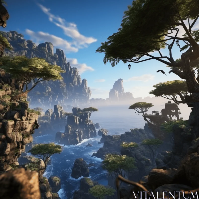 Island Landscape: A Serene Visual Experience in Unreal Engine 5 AI Image