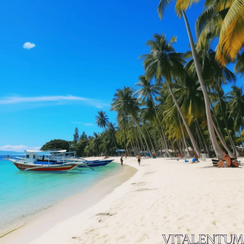 Dreamlike Beach Scene in the Philippines: Marine Biology Inspired Art AI Image