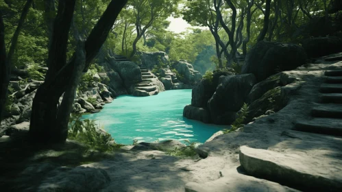 Dreamlike Imagery of a Lake in a Forest - Maya Rendered