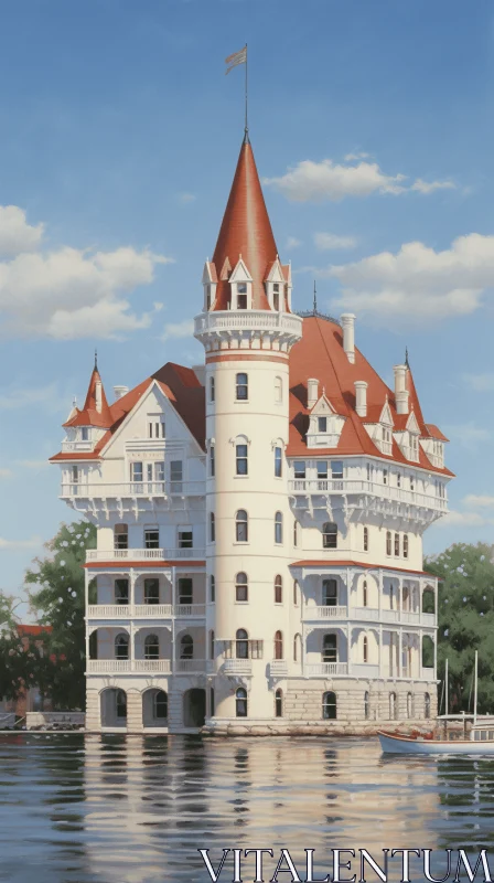 Elegant Seaside Mansion: A Masterpiece of Art Nouveau Style AI Image