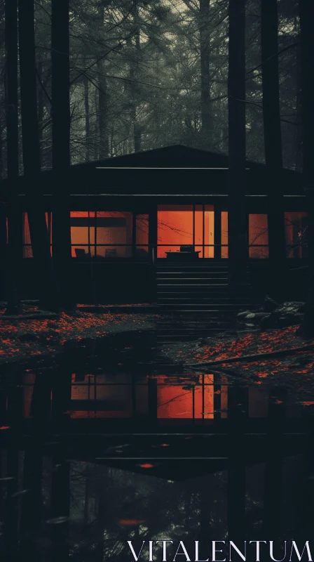Forest House: A Fusion of Japanese and American Tonalist Imagery AI Image