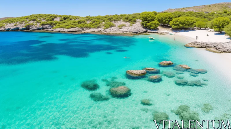 Emerald and Azure: A Mediterranean Beach Landscape AI Image