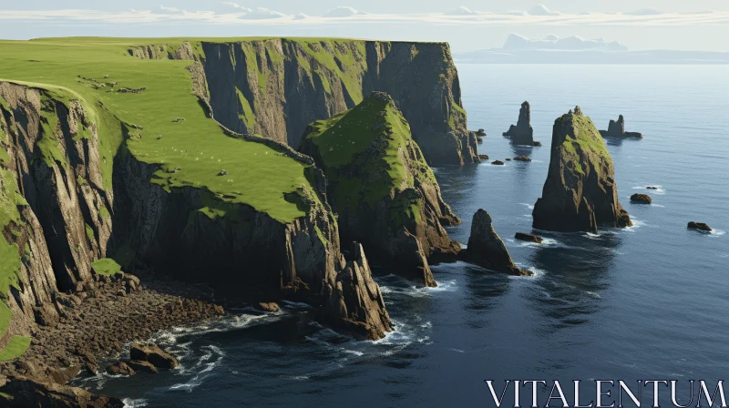 Enthralling Cliffside Ocean View: A Fusion of Tranquility and Intensity AI Image