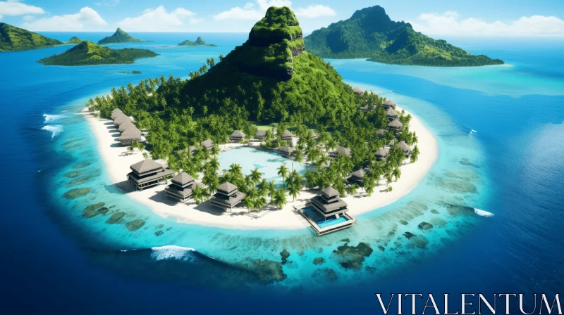Luxurious Island Resort Rendered with Breathtaking Detail AI Image