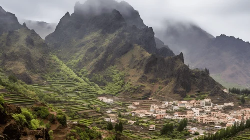 Mountain Village in Fog: Afro-Colombian Inspired Landscape