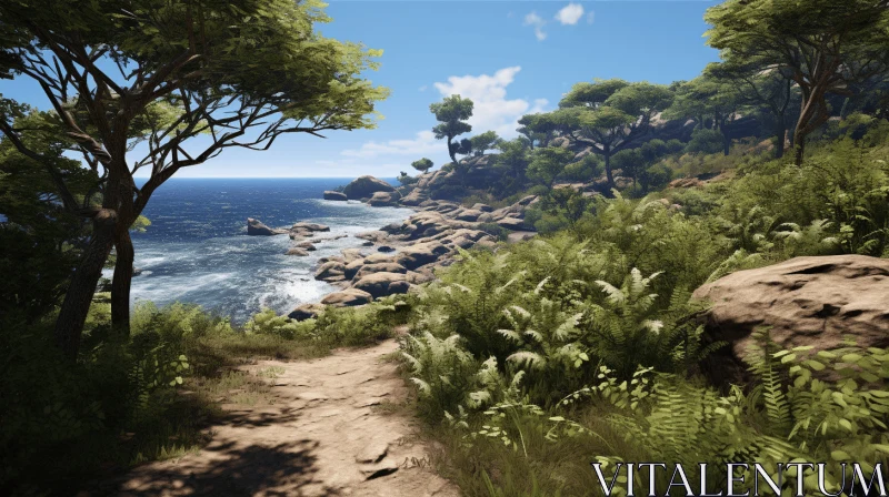 AI ART Breathtaking Realistic Seascape and Foliage in Video Game Scenery